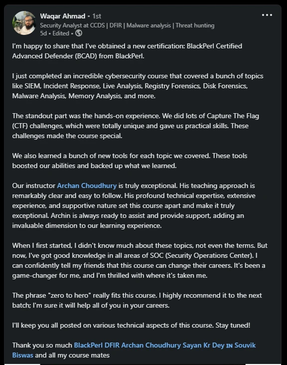 Learner review details